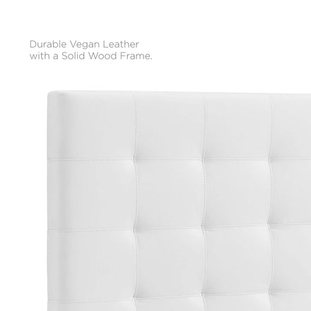 Paisley Tufted Upholstered Faux Leather King and California King Headboard in White