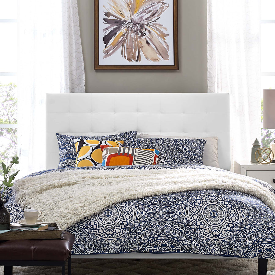 Saguaro Tufted Upholstered Faux Leather King and California King Headboard in White