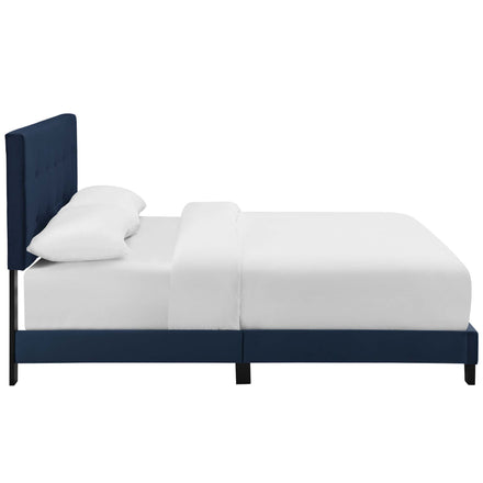 Amira Performance Velvet Full Bed in Midnight Blue