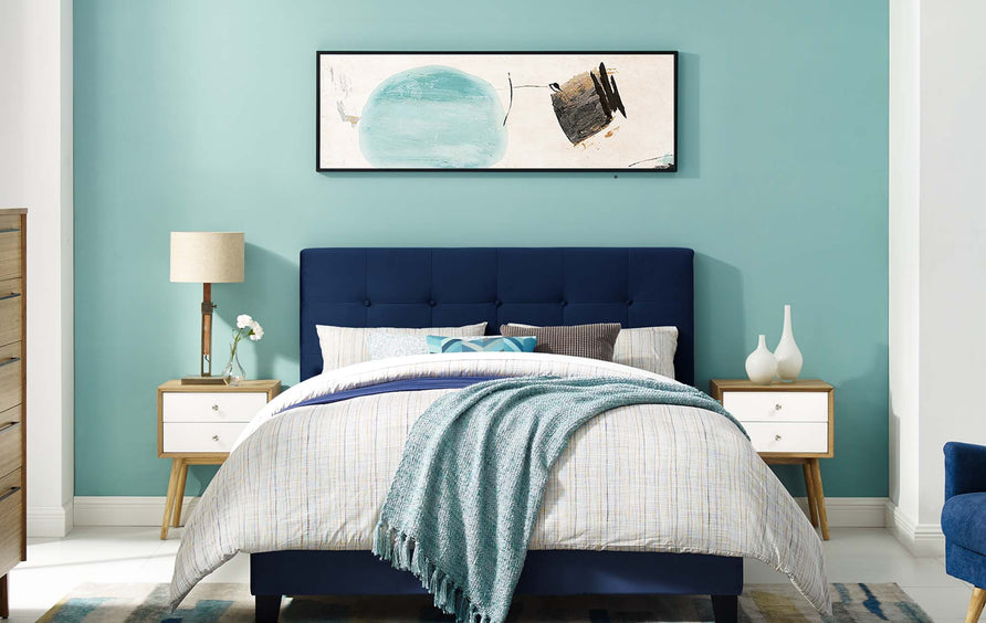 Cottage Performance Velvet Full Bed in Midnight Blue