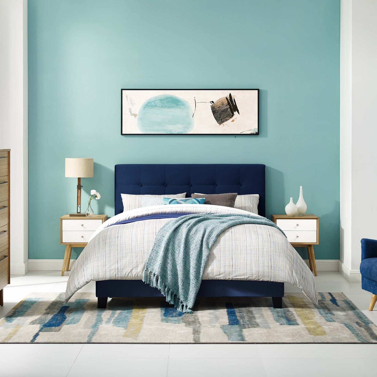 Amira Performance Velvet Full Bed by Furniture For America