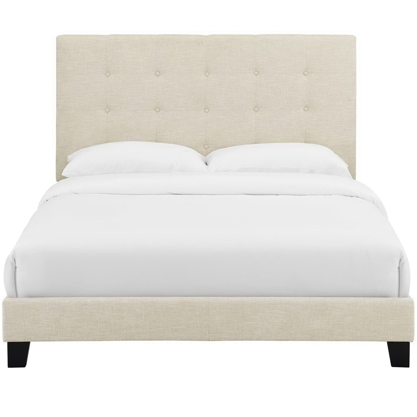 Melanie Tufted Button Upholstered Fabric Queen Platform Bed by Furniture For America