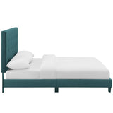 Niall Tufted Button Upholstered Fabric Queen Platform Bed in Teal