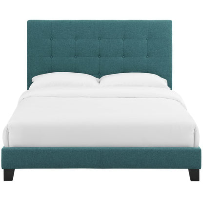 Melanie Tufted Button Upholstered Fabric Queen Platform Bed by Furniture For America