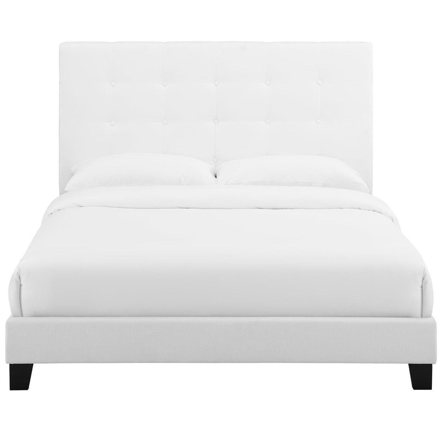 Melanie Tufted Button Upholstered Fabric Queen Platform Bed by Furniture For America