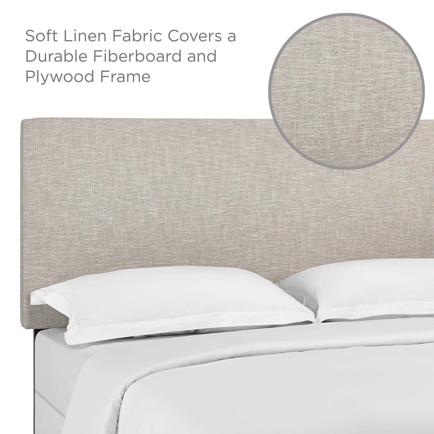 Taylor Upholstered Linen Fabric Full / Queen Headboard by Furniture For America