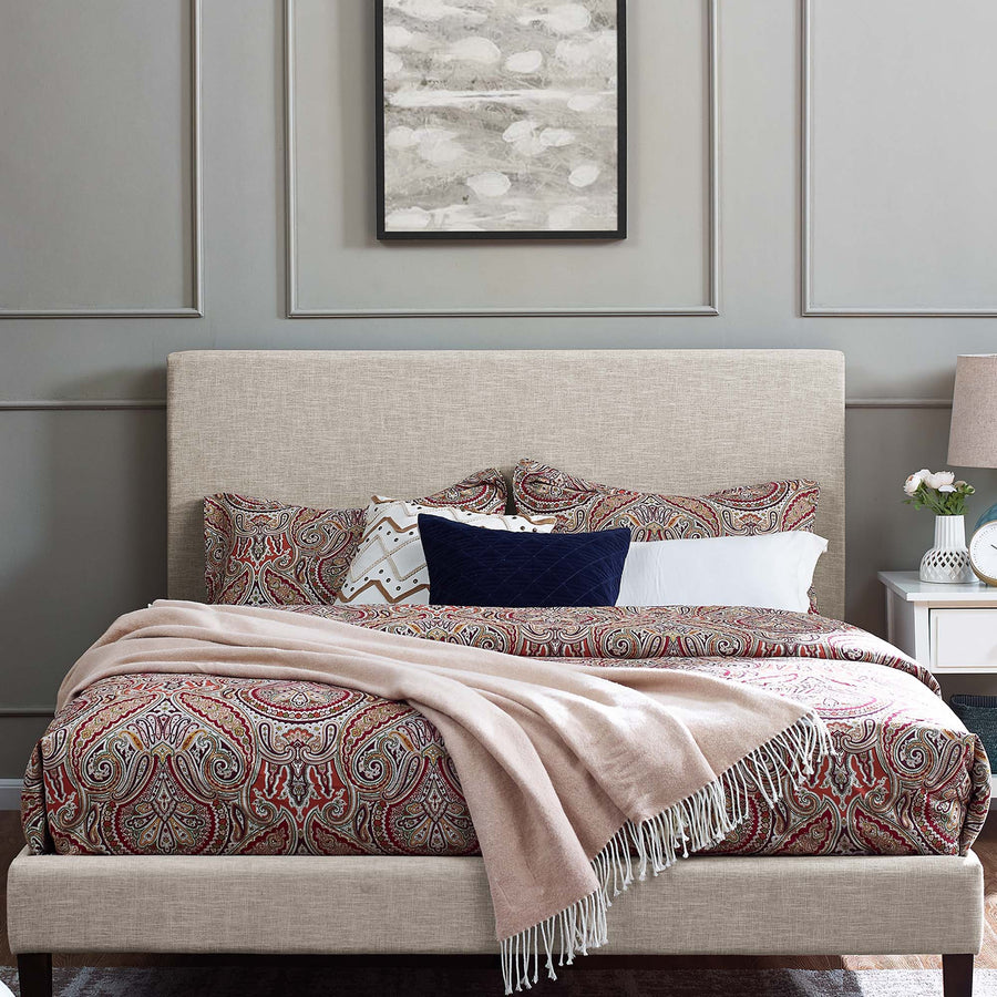 Xanthe Upholstered Linen Fabric Full / Queen Headboard in Beige