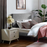 Xanthe Upholstered Linen Fabric Full / Queen Headboard in Light Gray