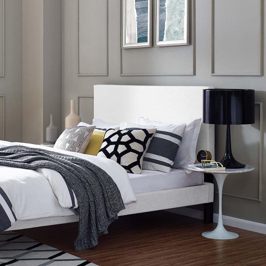 Xanthe Upholstered Linen Fabric Full / Queen Headboard in White