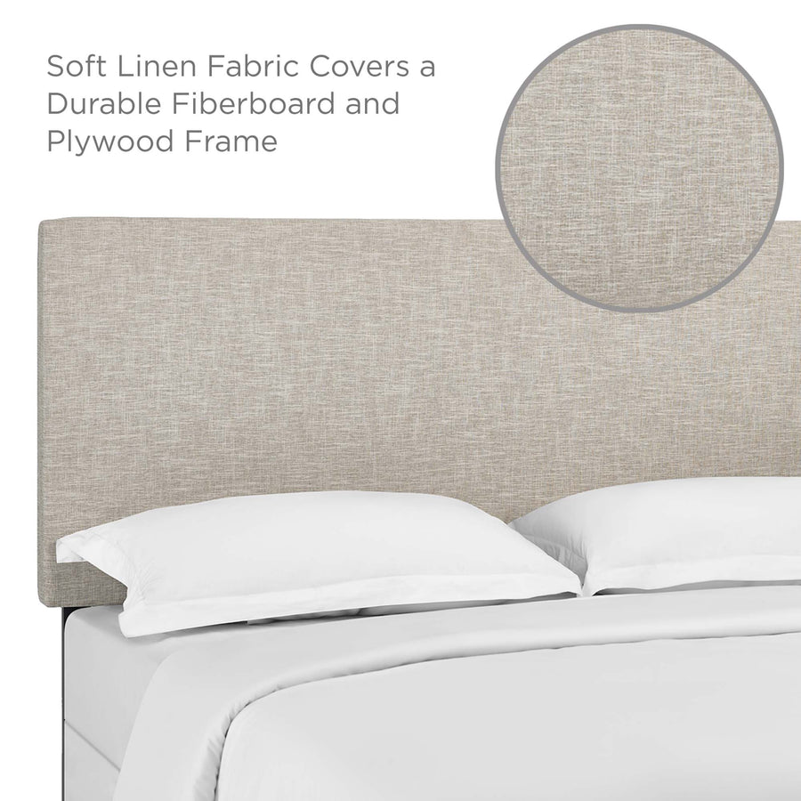 Xanthe Upholstered Linen Fabric King and California King Headboard in Beige