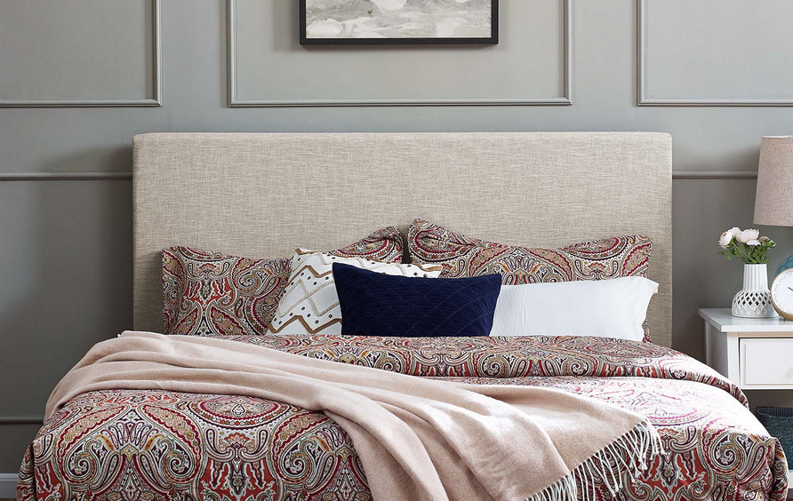 Xanthe Upholstered Linen Fabric King and California King Headboard in Beige