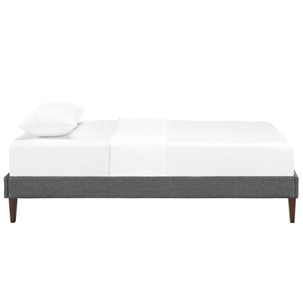 Tessie Fabric Twin Bed Frame with Squared Tapered Legs in Gray