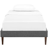 Tonder Fabric Twin Bed Frame with Squared Tapered Legs in Gray