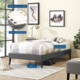 Tonder Fabric Twin Bed Frame with Squared Tapered Legs in Gray