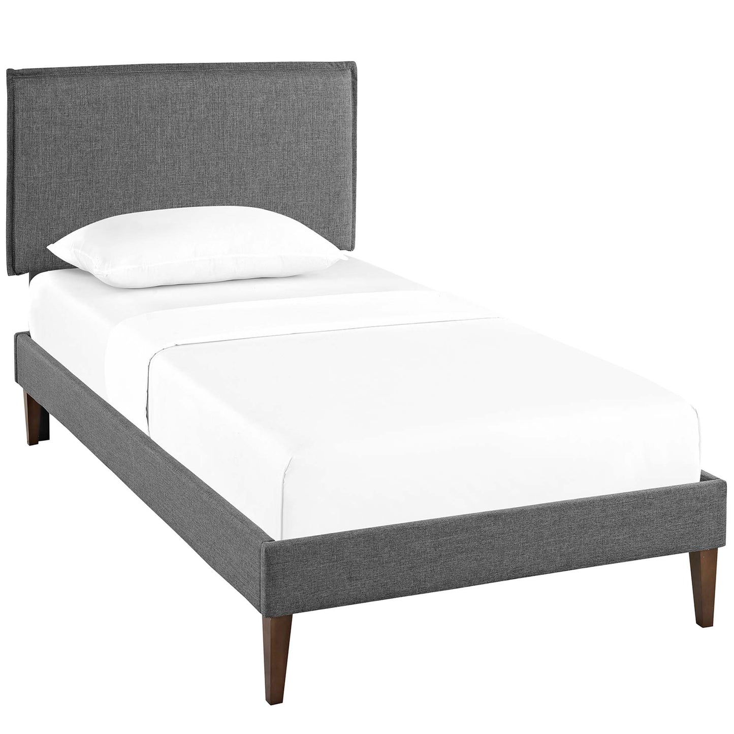 Amaris Fabric Twin Platform Bed with Squared Tapered Legs by Furniture For America