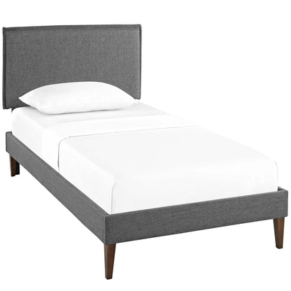 Amaris Fabric Twin Platform Bed with Squared Tapered Legs by Furniture For America