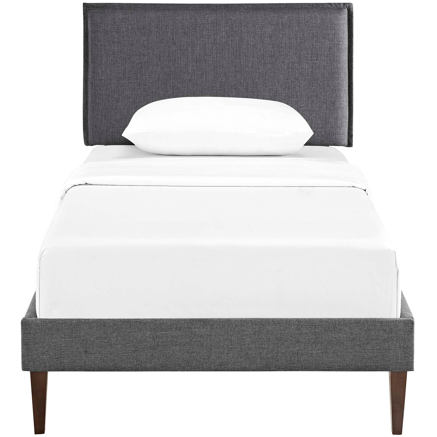 Amaris Fabric Twin Platform Bed with Squared Tapered Legs by Furniture For America