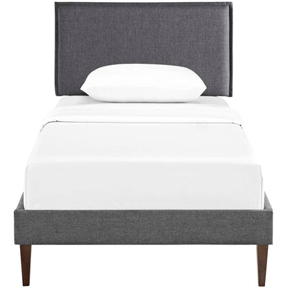 Amaris Fabric Twin Platform Bed with Squared Tapered Legs by Furniture For America