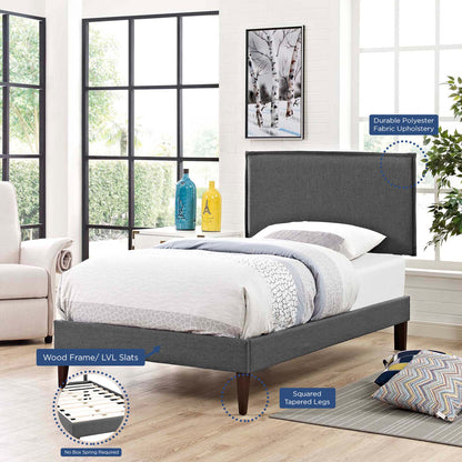 Amaris Fabric Twin Platform Bed with Squared Tapered Legs by Furniture For America