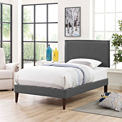 Amaris Fabric Twin Platform Bed with Squared Tapered Legs by Furniture For America