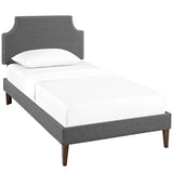Daphne Fabric Twin Platform Bed with Squared Tapered Legs in Gray