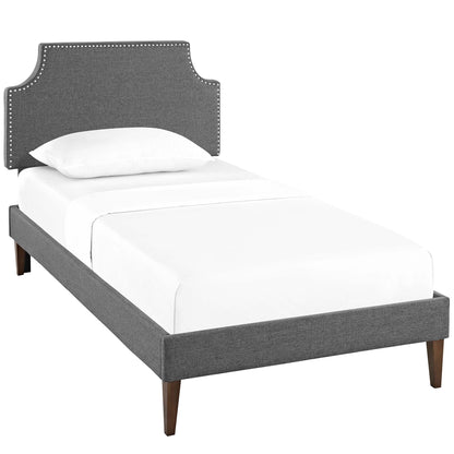 Corene Fabric Twin Platform Bed with Squared Tapered Legs by Furniture For America