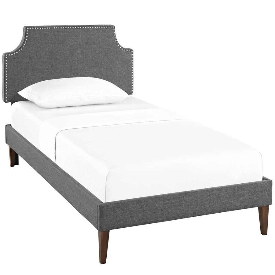 Daphne Fabric Twin Platform Bed with Squared Tapered Legs in Gray