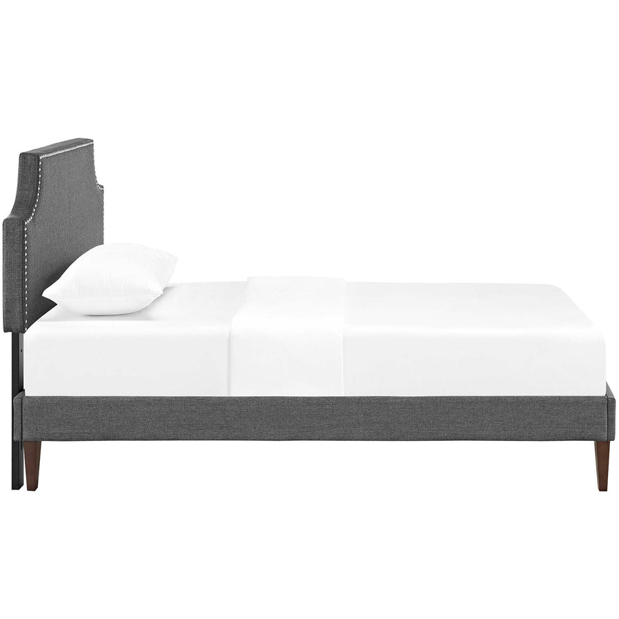 Daphne Fabric Twin Platform Bed with Squared Tapered Legs in Gray