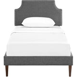 Daphne Fabric Twin Platform Bed with Squared Tapered Legs in Gray