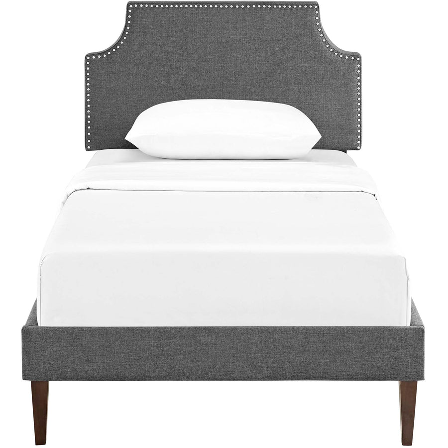 Daphne Fabric Twin Platform Bed with Squared Tapered Legs in Gray