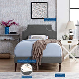 Daphne Fabric Twin Platform Bed with Squared Tapered Legs in Gray