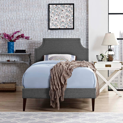Corene Fabric Twin Platform Bed with Squared Tapered Legs by Furniture For America