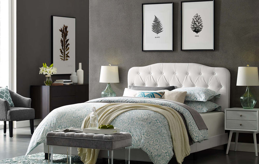 Anouk Faux Leather Full Bed in White