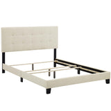 Cottage Upholstered Fabric Full Bed in Beige