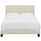 Cottage Upholstered Fabric Full Bed in Beige