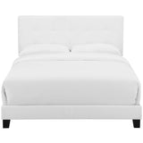 Cottage Upholstered Fabric Full Bed in White