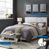 Cottage Upholstered Fabric Full Bed in White