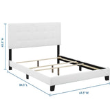 Cottage Upholstered Fabric Queen Bed in White