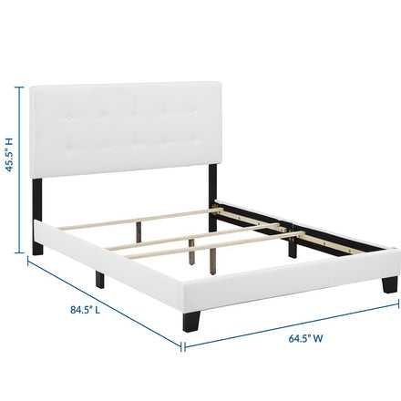 Amira Upholstered Fabric Queen Bed in White