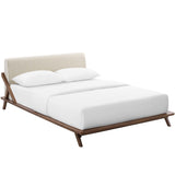 Tossa Upholstered Fabric Queen Platform Bed in Walnut Beige