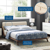 Tossa Upholstered Fabric Queen Platform Bed in Walnut Beige