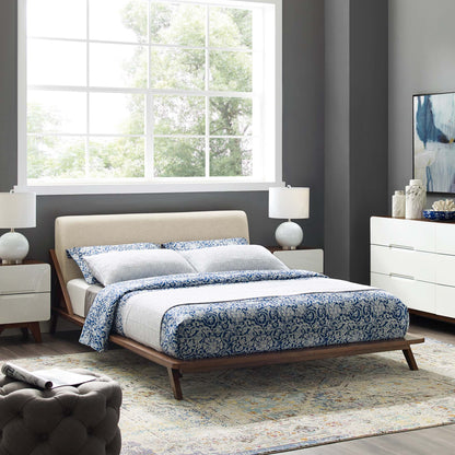 Luella Upholstered Fabric Queen Platform Bed by Furniture For America