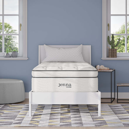 Jenna 14" Innerspring and Foam Twin Mattress in White