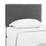 Meadow Performance Velvet Twin Headboard in Gray