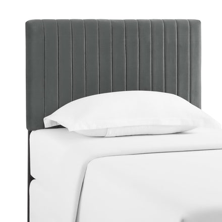 Keira Performance Velvet Twin Headboard in Gray