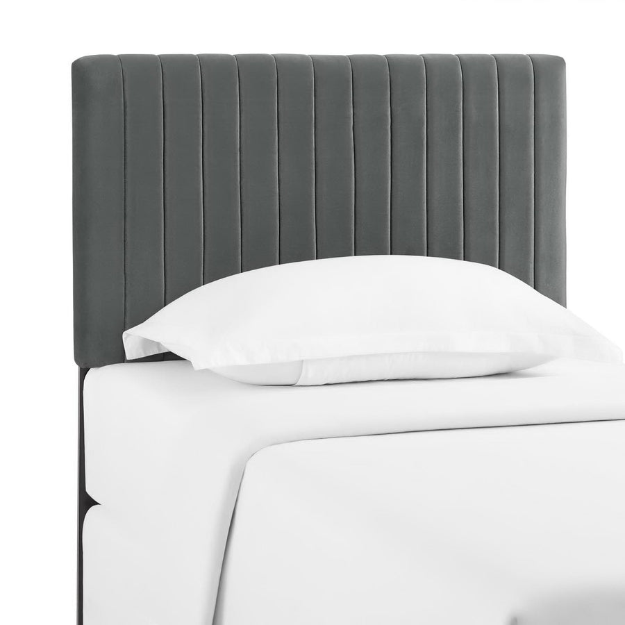 Meadow Performance Velvet Twin Headboard in Gray