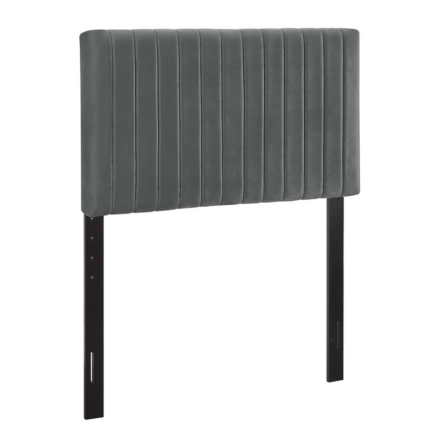 Meadow Performance Velvet Twin Headboard in Gray