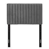 Meadow Performance Velvet Twin Headboard in Gray