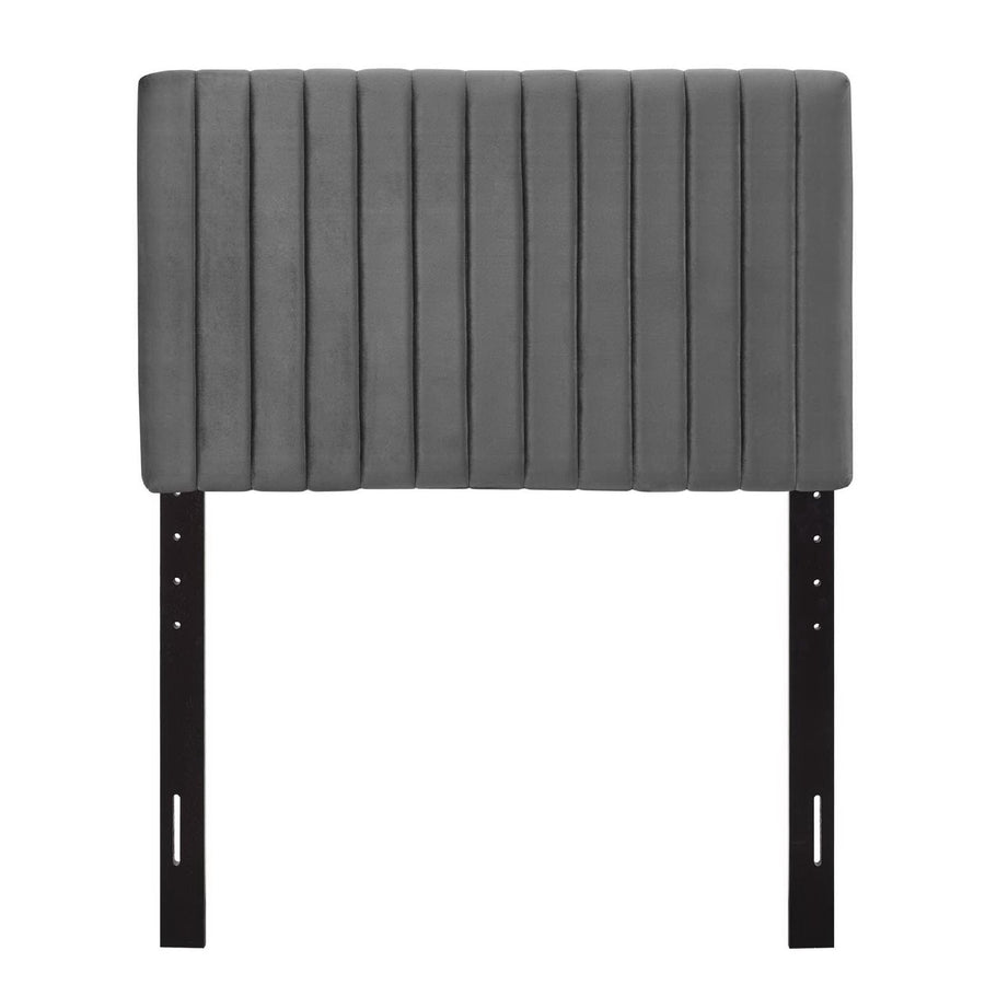 Meadow Performance Velvet Twin Headboard in Gray