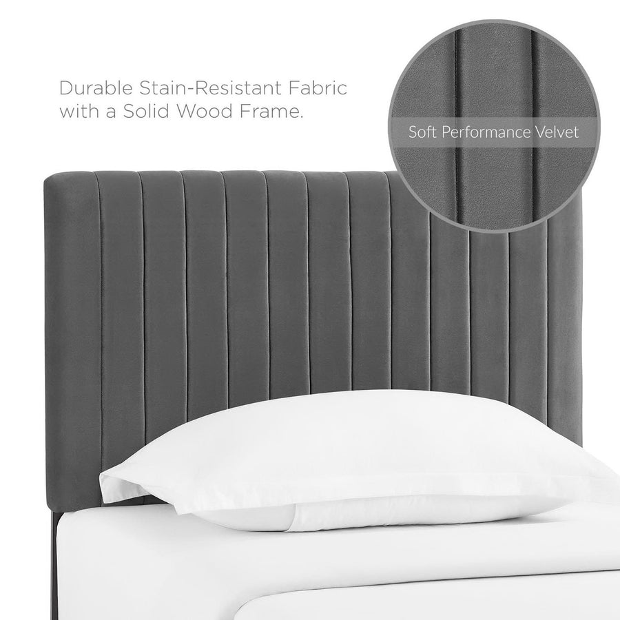 Meadow Performance Velvet Twin Headboard in Gray